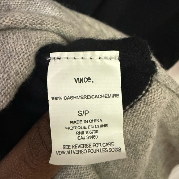 Vince Black and Gray Colorblock Sweater Size S - Picture 4 of 4